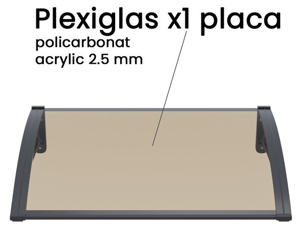 Copertina PLEXIGLAS PRO 100x120 cm, Policarbonat Acrylic 2.5 mm, Suporturi din Aluminiu, Negru/Bronz