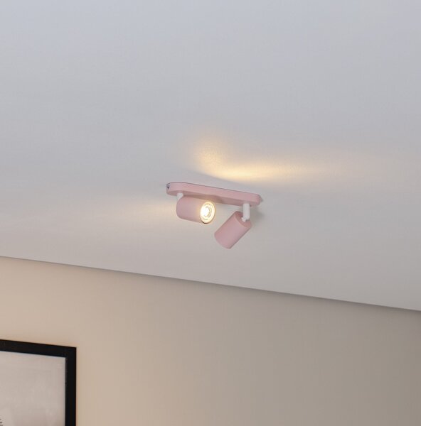 TK Lighting Spot de tavan Livia, roz, 35 cm, 2 becuri, metal, GU10, reglabil, Roz / Rosé, Camera copiilor, Metal