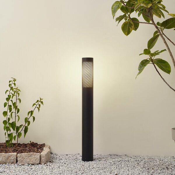 Lindby Bornă luminoasă Lurinda, negru, aluminiu, Ø 10,5 cm, reglabil, Negru, Aluminiu, Modern