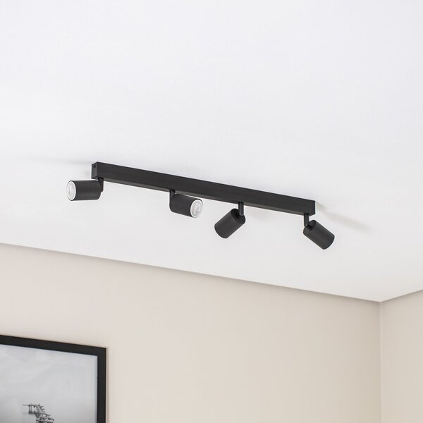 TK Lighting Spot de tavan Top, negru, 83 cm, 4 becuri, metal, GU10, reglabil, Negru, Camera de zi / sufragerie, Metal, Modern