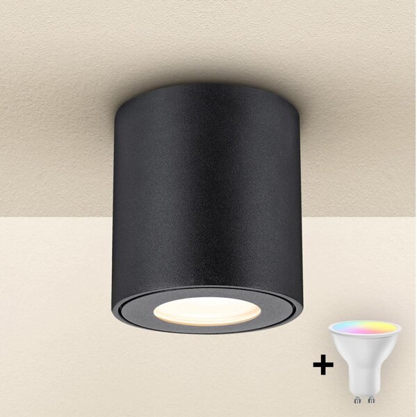 Brilagi - MIA, corp de iluminat LED RGBW dimabil pentru baie 1xGU10/4,8W/230V 84x80 mm negru IP54