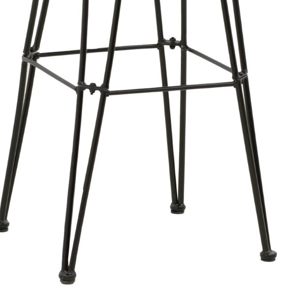 Scaun de bar pentru exterior, Model Naoki, culoare negru, metal si poliratan, 52x50x90 cm