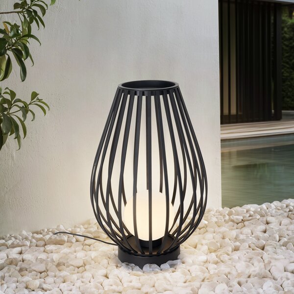 Lucande lumina patio Marrin, negru, metal, Ø 46cm, Negru, Metal, Modern