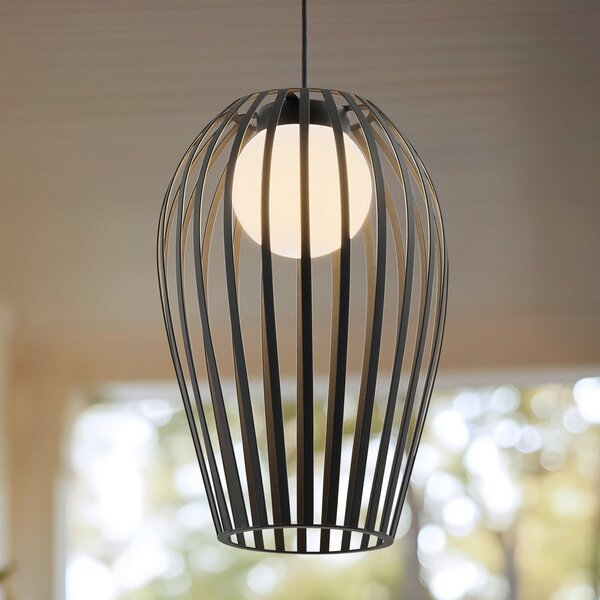 Lucande Lampa suspendată de exterior Marrin, negru, metal, Ø 31 cm, reglabil, Negru, Camera de zi / sufragerie, Metal, Modern