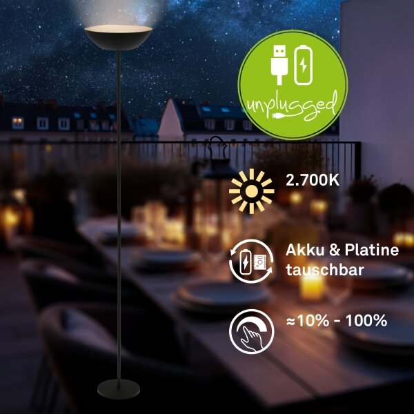 Briloner 1500015 - Lampadar LED ESTATE, reglabil, 8W/5V, 4000 mAh, negru