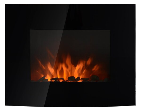 Semineu electric, soba electrica, incalzitor pentru interior cu electricitate, efect de flacara 65x11.4x52 cm, negru HOMCOM | Aosom RO