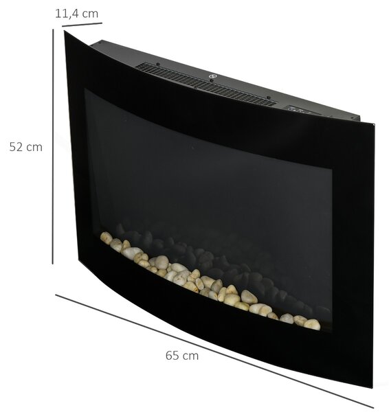 Semineu electric, soba electrica, incalzitor pentru interior cu electricitate, efect de flacara 65x11.4x52 cm, negru HOMCOM | Aosom RO