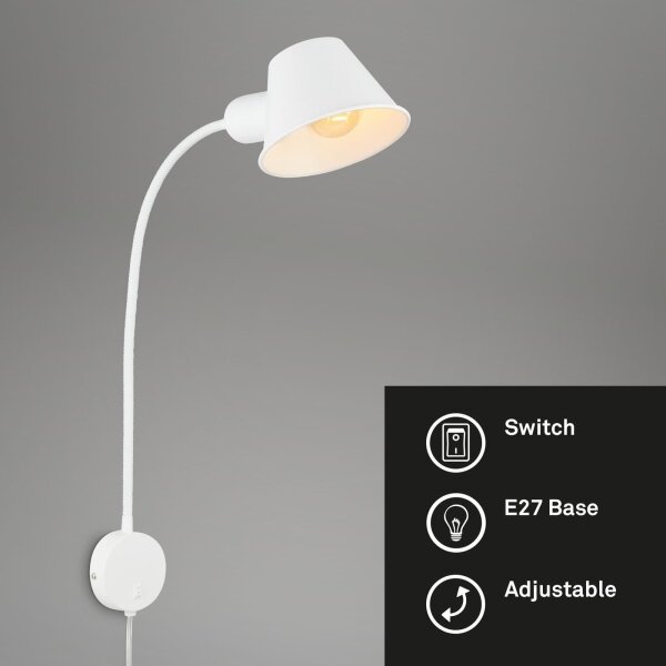 Briloner 2089-016 - Aplică de perete flexibilă BRELLO 1xE27/10W/230V, albă