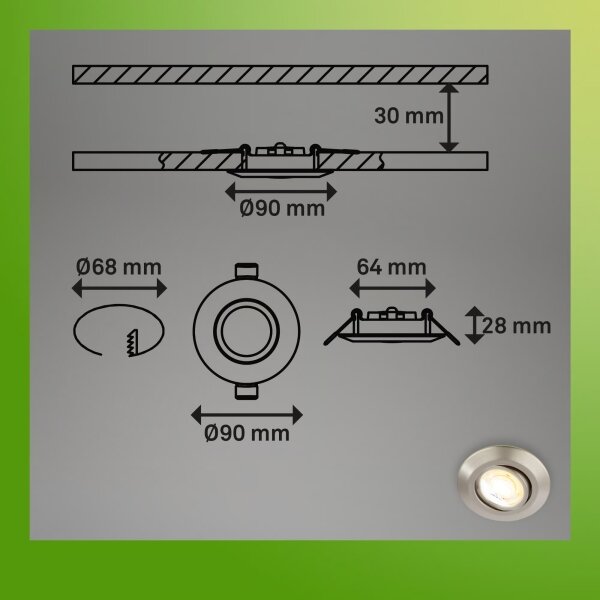 Briloner 7586032 - Set 3x LED, corpuri de iluminat încastrate pentru baie KLIRA, 4,9W/230V, IP23, crom