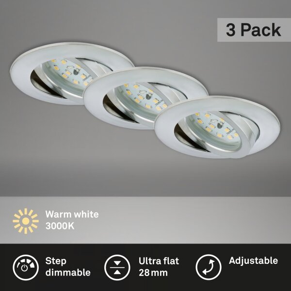 Briloner 7296-039 - Set 3x spoturi LED încastrate pentru baie LED/6,5W/230V IP23