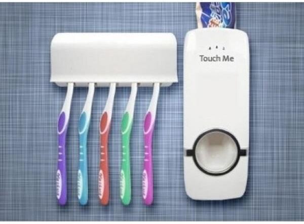 Oferta 1+1 Gratis! Dozator pasta de dinti cu suport pentru 5 periute
