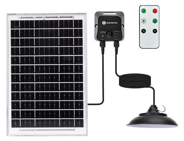 Aigostar - Lustră solară LED pe cablu cu senzor LED/3,7V 6000 mAh IP65 + telecomandă