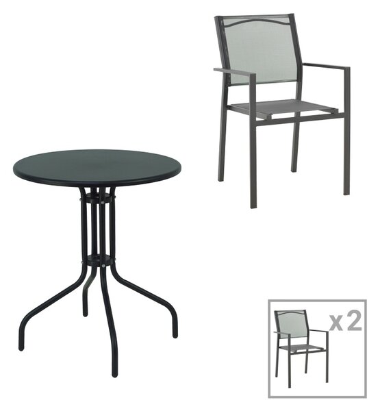 Set masa si scaune 3 buc de gradina Confidence Pako World Negru 60x60x70 cm