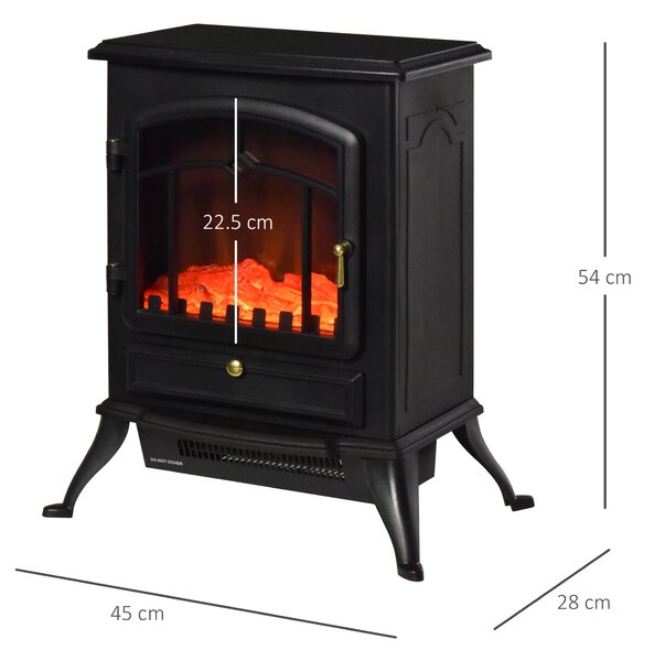 Semineu Electric cu Efect Flacara soba electrica de Podea aparat de incalzire electric 42x28x55cm Negru HOMCOM | Aosom Romania
