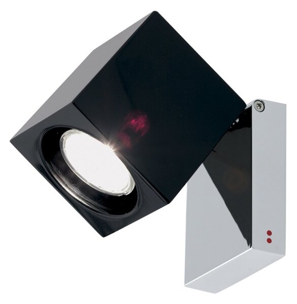 Fabbian Cubetto aplică de perete GU10 crom/negru, reglabil, Negru, Camera de zi / sufragerie, Sticlă, Design