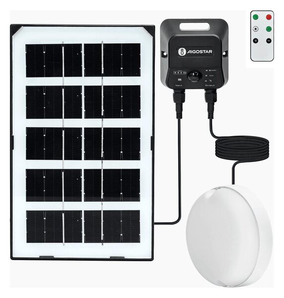 Aigostar - Plafonieră solară LED cu senzor, 3,7 V, 3000 mAh, IP65 + telecomandă