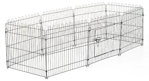 PawHut Țarc pentru Animale Mici, Cușcă Modulară din Oțel pentru Câini, Pisici, Pui, 158x61 cm, Negru | Aosom Romania