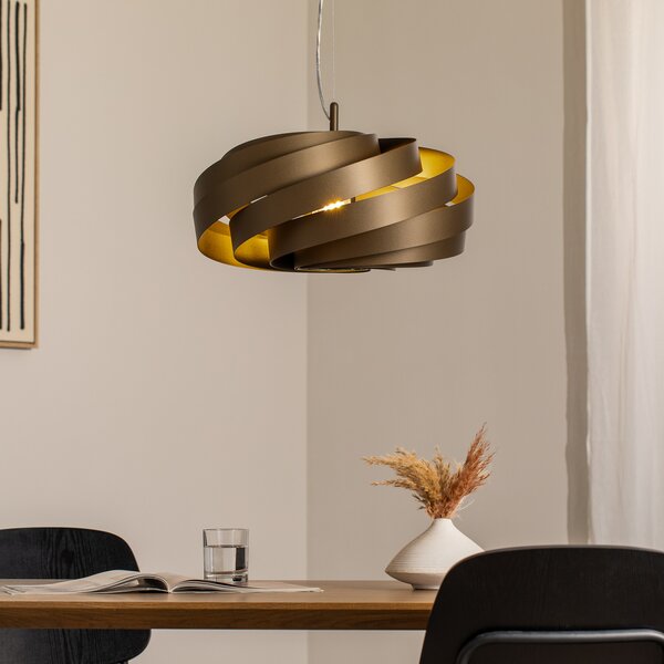 Euluna Lampă suspendată Vento, maro cafea, Ø 50 cm, reglabil, Maro / Rugină, Camera de zi / sufragerie, Metal, Modern