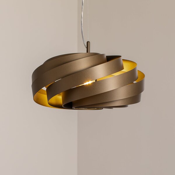 Euluna Lampă suspendată Vento, maro cafea, Ø 50 cm, reglabil, Maro / Rugină, Camera de zi / sufragerie, Metal, Modern