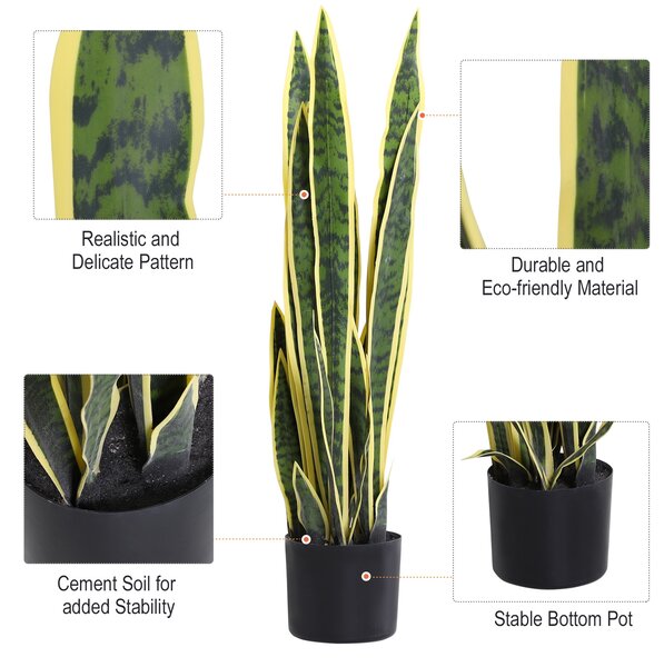 Outsunny Plantă Artificială Limba Soacrei în Ghiveci pentru Decor Interior și Exterior 15x80cm | Aosom Romania