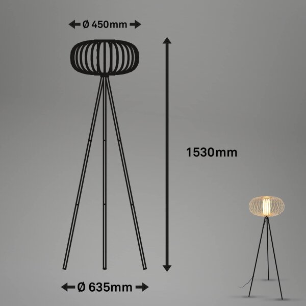 Briloner 1759011 - Lampă de podea 1xE27/10W/230V bambus/negru