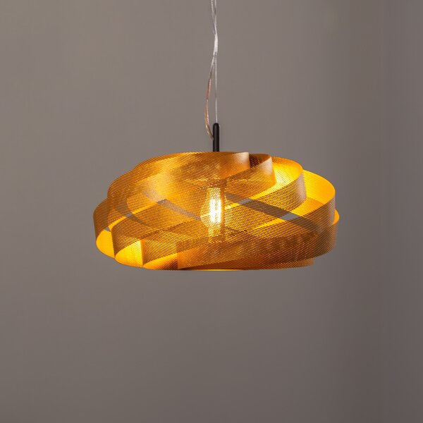 Euluna Lampă suspendată Vento, aurie, Ø 50 cm, reglabil, Auriu / Alamă, Camera de zi / sufragerie, Metal, Modern