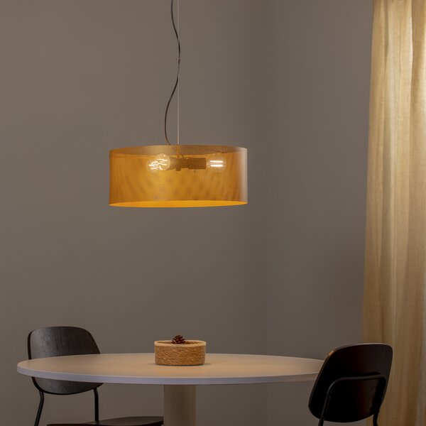 Euluna lampă suspendată Zofia, auriu, Ø 50 cm, reglabil, Auriu / Alamă, Camera de zi / sufragerie, Metal, Modern
