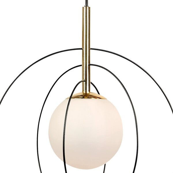 Euluna lampă suspendată Spinn, 1 bec, sticlă, Ø 35 cm, reglabil, Negru, Camera de zi / sufragerie, Metal, Modern