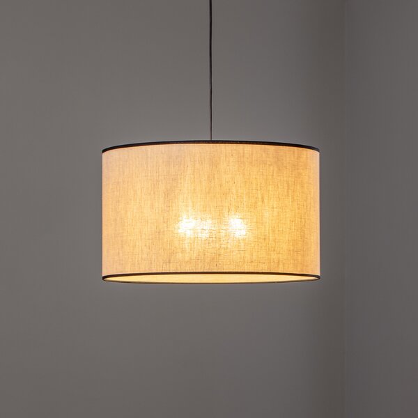 Euluna lampă suspendată Ramka, Ø 50 cm, reglabil, Bej, Camera de zi / sufragerie, Țesătură / Textil, Modern