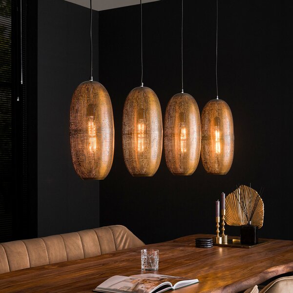 Zijlstra Suspensie Cosima, 4 lumini, liniară, bronz antic, reglabil, Bronz / Alamă Veche, Camera de zi / sufragerie, Metal, Design