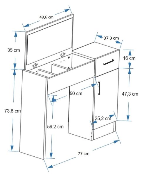 Măsuță de toaletă Nukela 2 (Nuc deschis + antracit) . 1094105