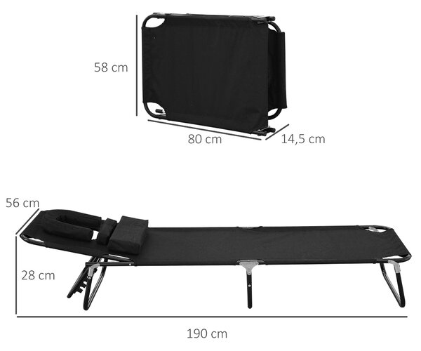 Sezlong cu decupaj Outsunny,190x56x28 cm, negru | Aosom Romania