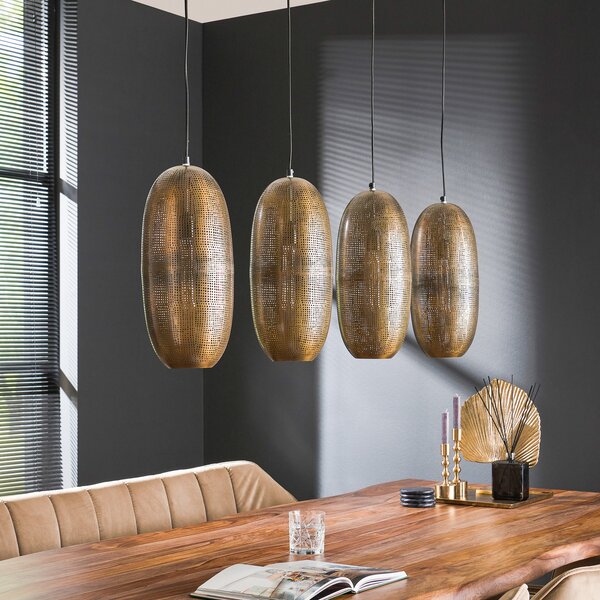 Zijlstra Suspensie Cosima, 4 lumini, liniară, bronz antic, reglabil, Bronz / Alamă Veche, Camera de zi / sufragerie, Metal, Design