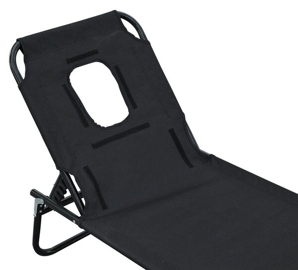 Sezlong cu decupaj Outsunny,190x56x28 cm, negru | Aosom Romania