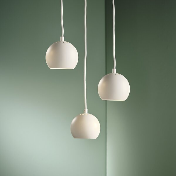 FRANDSEN Lampă suspendată Ball, alb mat, Ø 12 cm, reglabil, Alb, Camera de zi / sufragerie, Metal, Design