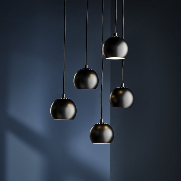 FRANDSEN Lampă suspendată Ball, negru mat, Ø 12 cm, reglabil, Negru, Camera de zi / sufragerie, Metal, Design