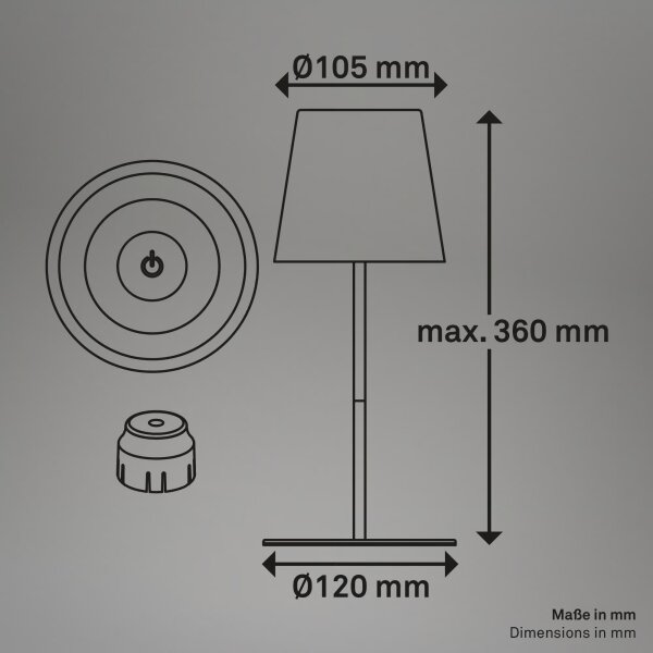 Briloner 7510012-LED RGB dimabilă lampă de masă CALIDA 2,5W/5V IP44 1200mAh portocalie