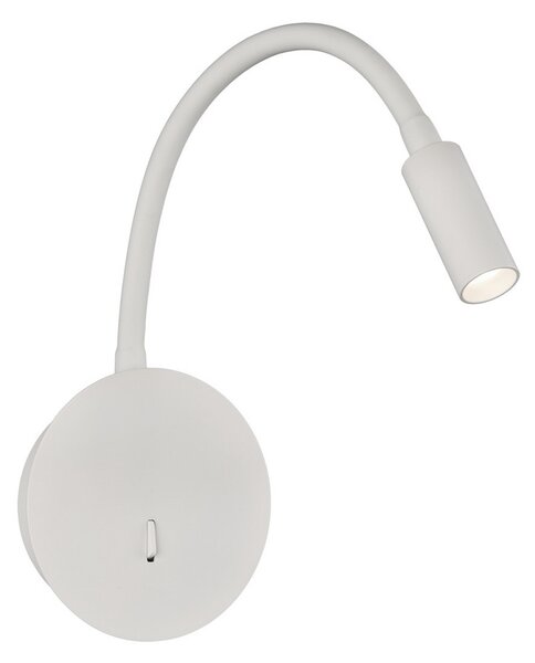 ACB ILUMINACIÓN Lyon LED lampă de citit montată pe perete, braț flexibil, întrerupător, alb, Alb, dormitor, Aluminiu, Modern