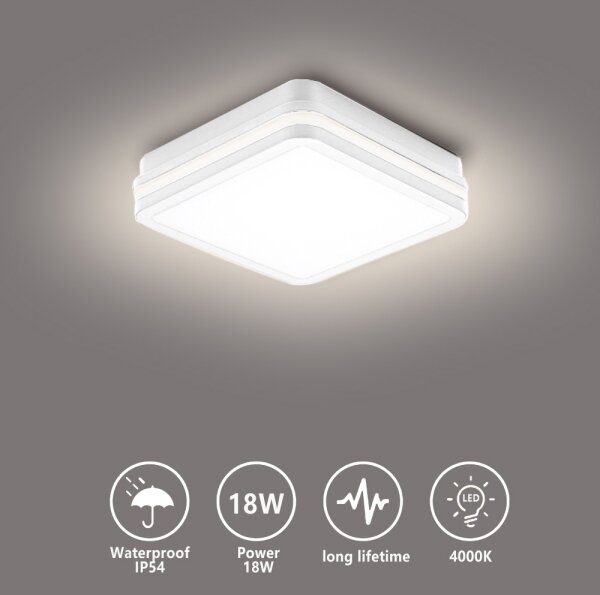 Brilagi - Corp de iluminat exterior BENE LED, 18W/230V, 22x22 cm, alb, IP54