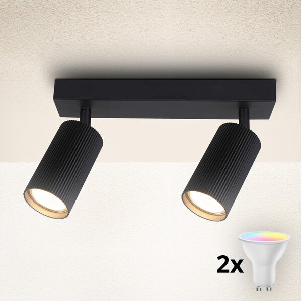 Brilagi - Spot LED RGBW dimerizabil SELE MODERN, 2x GU10, 4,8W, 230V, negru