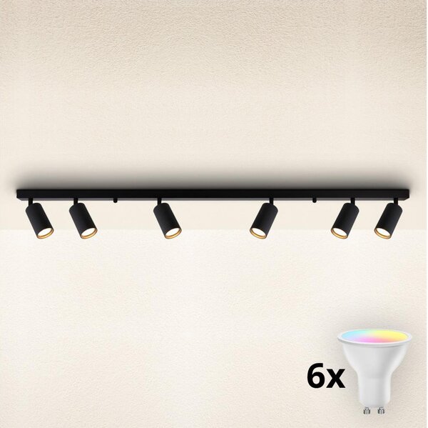 Brilagi - Plafonieră LED RGBW reglabilă SELE MODERN, 6x GU10, 6,5W, 230V, Wi-Fi, negru