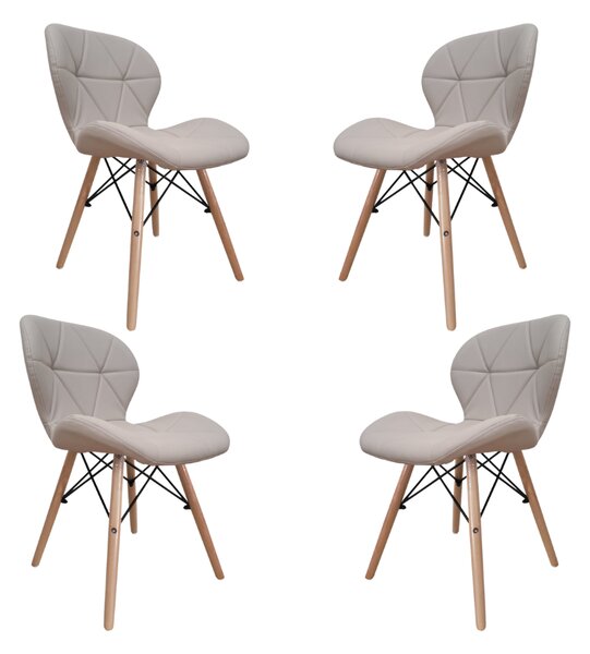 Set 4 scaune dining Nelly, piele ecologica, maro deschis