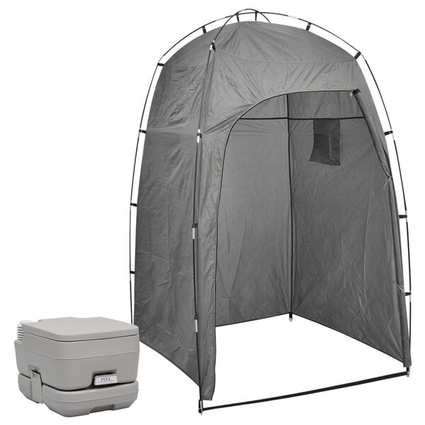 Toaletă portabilă de camping cu cort, 10+10 L
