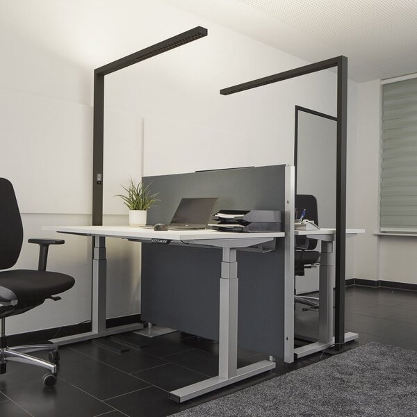 Arcchio Lampadar LED pentru birou Jolinda, set de 2, negru, 4.000K, reglabil, Negru, Studiu / Birou, Aluminiu, Modern, Proiector suspendat