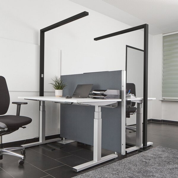 Arcchio Lampadar LED pentru birou Jolinda, set de 2, negru, 4.000K, reglabil, Negru, Studiu / Birou, Aluminiu, Modern, Proiector suspendat