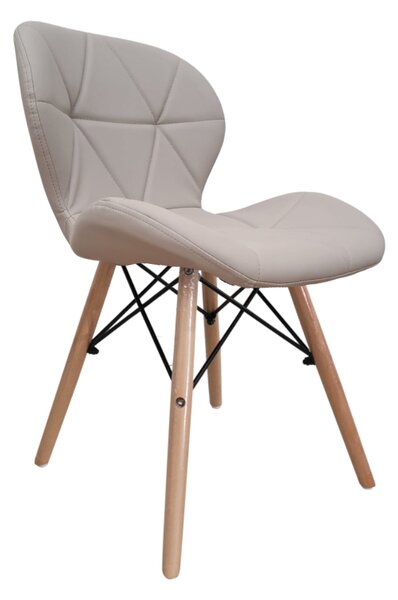 Scaun dining Nelly, piele ecologica, maro deschis