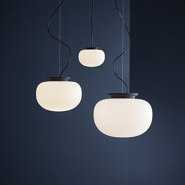 FRANDSEN Lampă suspendată Supernate, Ø 13,3 cm, reglabil, Alb, Camera de zi / sufragerie, Sticlă, Design