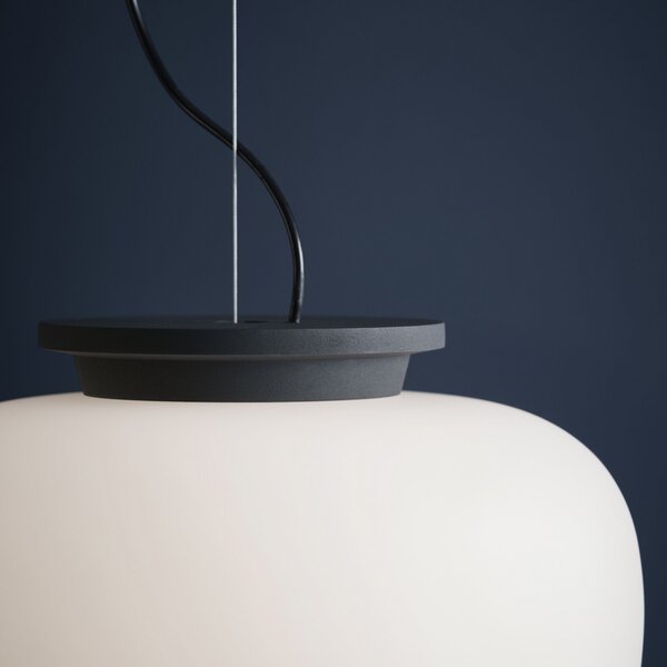 FRANDSEN Lampă suspendată Supernate, Ø 28 cm, reglabil, Alb, Camera de zi / sufragerie, Sticlă, Design