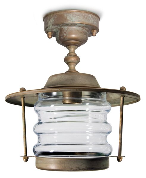 Moretti Luce Plafonieră exterior Adessora, rezistentă Ø 22,5cm, Bronz / Alamă Veche, Metal, Antichitate, Felinar