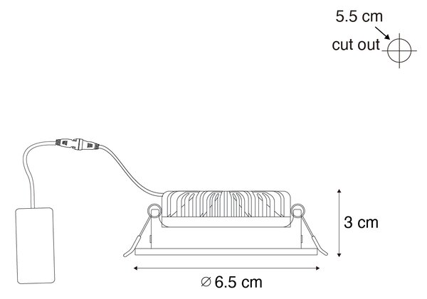 Spot îngropat negru orientabil 6,5 cm cu LED integrat IP54 Ultra Slim - Pupil